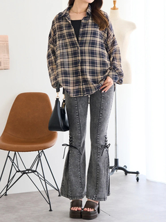 LUDIC PARK(ルディックパーク) |チェック柄シフォンシャツ