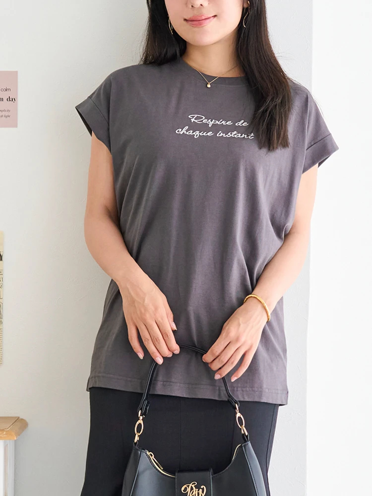 LUDIC PARK(ルディックパーク) |ラメミニロゴ刺繍ターンバックTシャツ