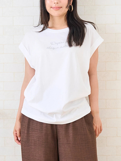 LUDIC PARK(ルディックパーク) |ラメミニロゴ刺繍ターンバックTシャツ