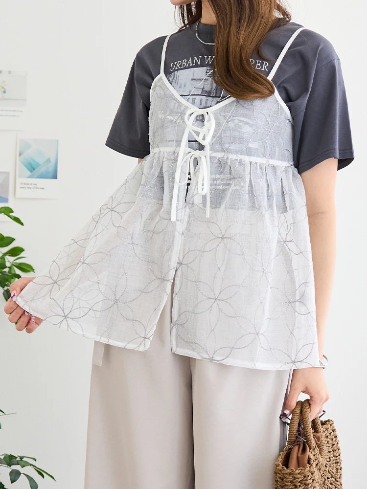 ラメ刺繍キャミソールビスチェ