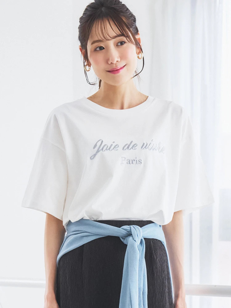 LUDIC PARK(ルディックパーク) |【接触冷感】レトロロゴラメ刺繍Tシャツ