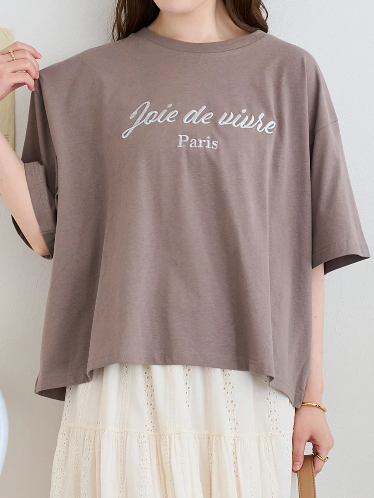 【接触冷感】レトロロゴラメ刺繍Tシャツ