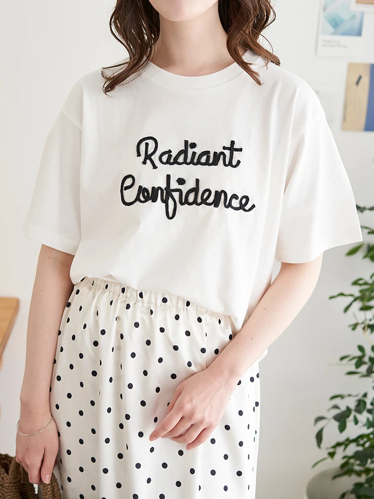 【接触冷感】コード刺繍Tシャツ