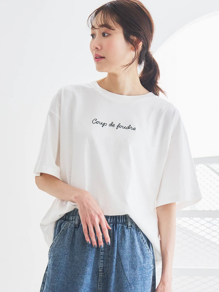 【接触冷感】チェーン刺繍Tシャツ