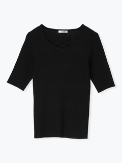 LUDIC PARK(ルディックパーク) |クロスデザイン半袖ニットプルオーバー