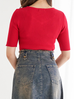 LUDIC PARK(ルディックパーク) |クロスデザイン半袖ニットプルオーバー