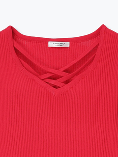 LUDIC PARK(ルディックパーク) |クロスデザイン半袖ニットプルオーバー