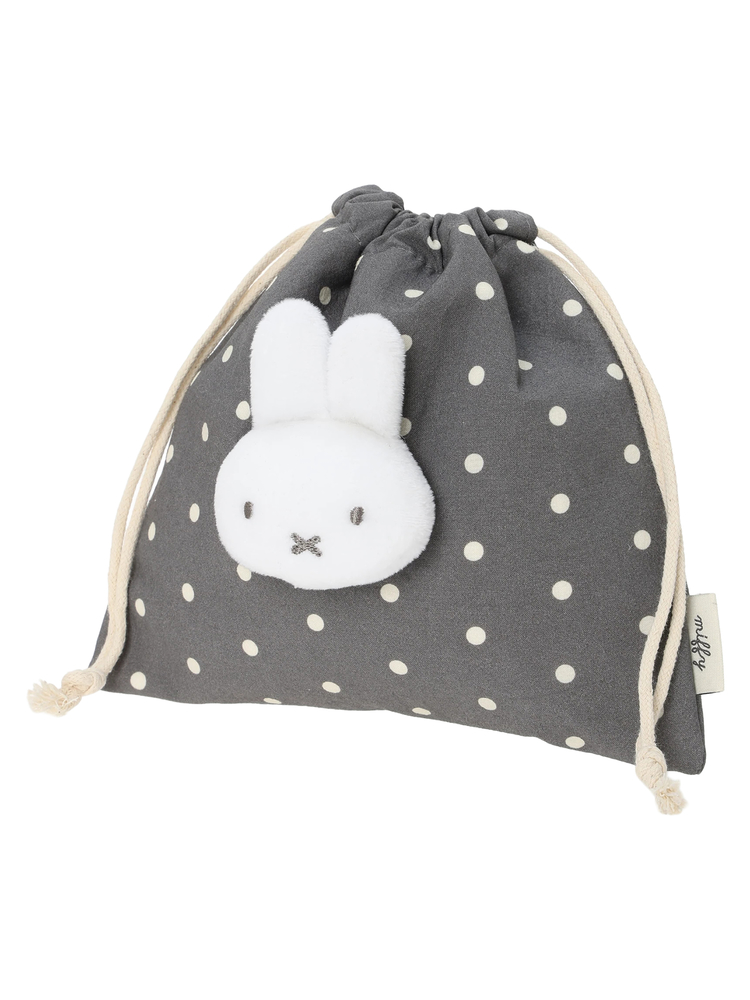 miffy ドット柄マスコット巾着ポーチ グレー【ミッフィー】 / Hare no