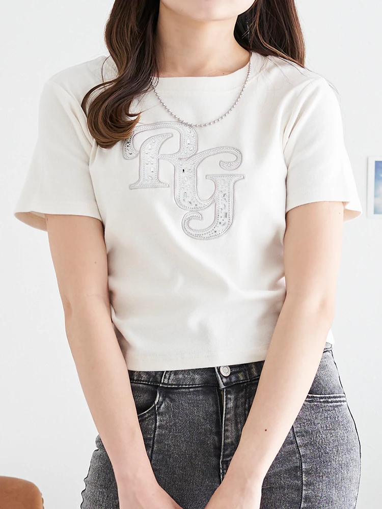 ラインストーンロゴ ショートTシャツ