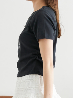 LUDIC PARK(ルディックパーク) |ラインストーンロゴ ショートTシャツ