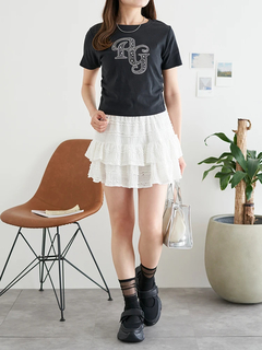 LUDIC PARK(ルディックパーク) |ラインストーンロゴ ショートTシャツ