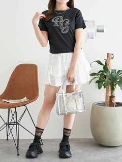 LUDIC PARK(ルディックパーク) |ラインストーンロゴ ショートTシャツ