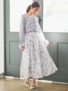 LUDIC PARK(ルディックパーク) |チェック×花柄シアーロングスカート