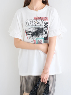 LUDIC PARK(ルディックパーク) |袖フリルバンドカラーTシャツ