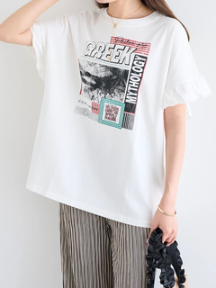 LUDIC PARK(ルディックパーク) |袖フリルバンドカラーTシャツ