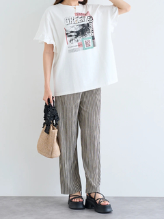 LUDIC PARK(ルディックパーク) |袖フリルバンドカラーTシャツ