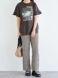 LUDIC PARK(ルディックパーク) |袖フリルバンドカラーTシャツ