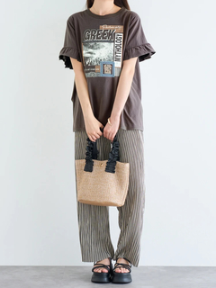 LUDIC PARK(ルディックパーク) |袖フリルバンドカラーTシャツ