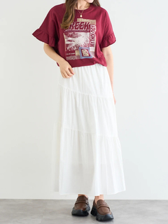 LUDIC PARK(ルディックパーク) |袖フリルバンドカラーTシャツ