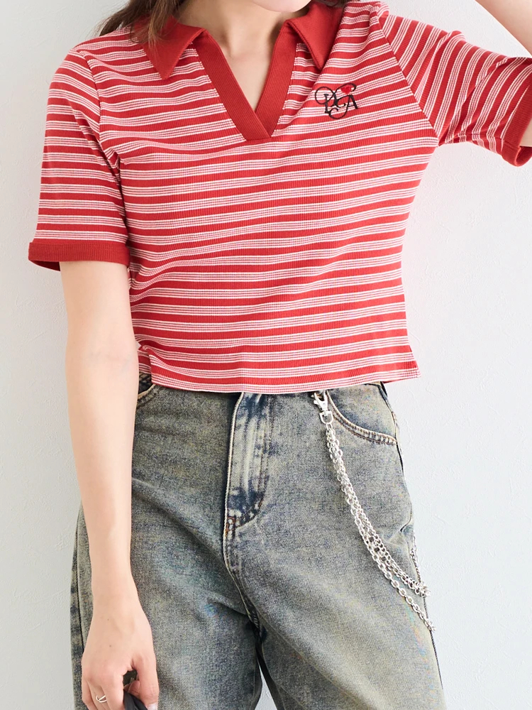 マルチボーダースキッパーポロシャツ