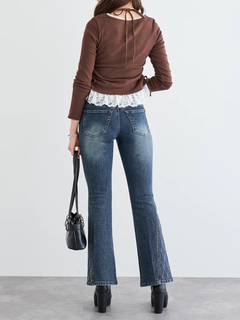 LUDIC PARK(ルディックパーク) |ハイウエストサイドスタッズフレアデニムパンツ