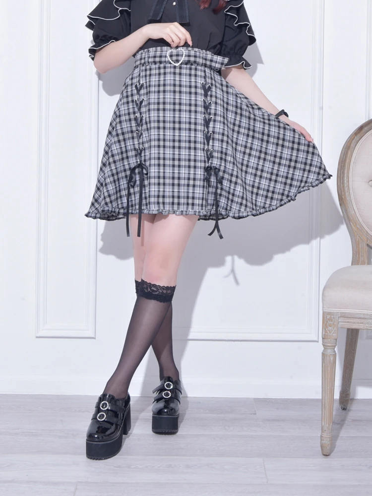 ハートベルト付スピンドルスカート ミニスカート 黒 ａ柄 ピンク ｂ柄 公式 かわいい量産 地雷のレディースファッションブランドのnoemie ノエミー 公式通販サイト