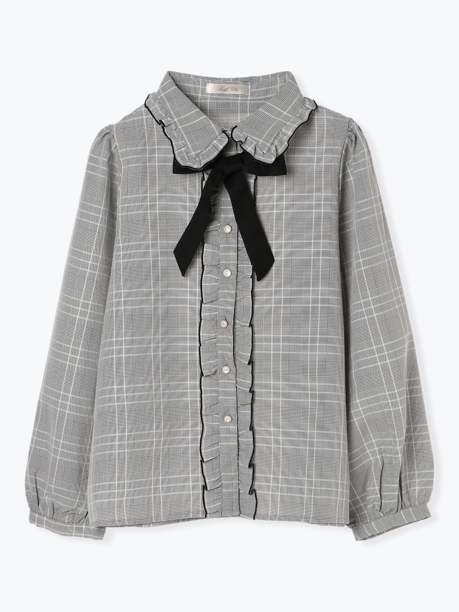 フリルチェックリボンブラウス シャツ ブラウス 黒 公式 かわいい量産 地雷のレディースファッションブランドのnoemie ノエミー 公式通販サイト フリルチェックリボンブラウス シャツ ブラウス 黒 公式 かわいい量産 地雷のレディースファッションブランドのnoemie ノエミー 公式通販サイト