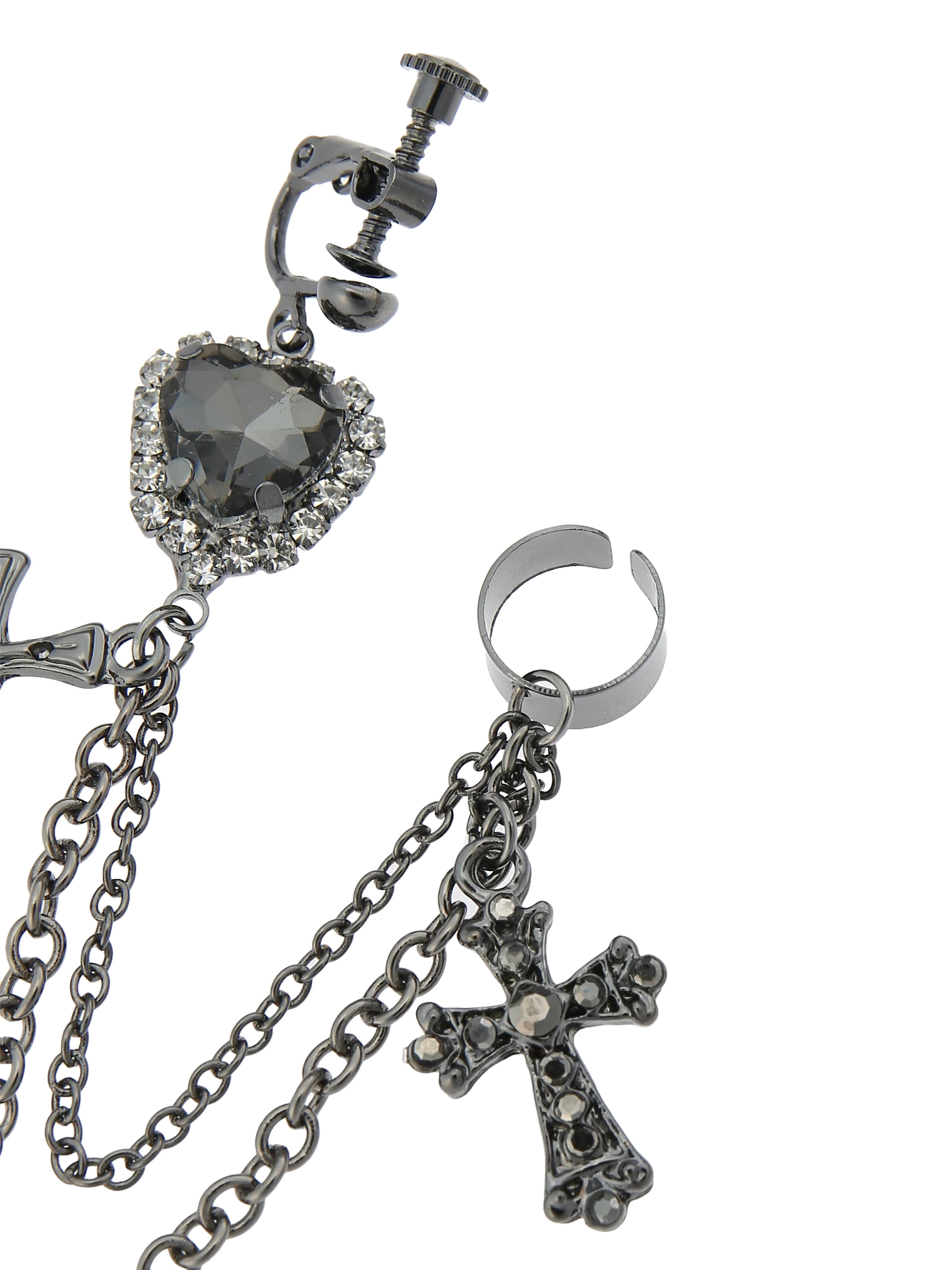 クロスチェーンイヤーカフス（アクセサリー｜シルバー・黒）｜【公式