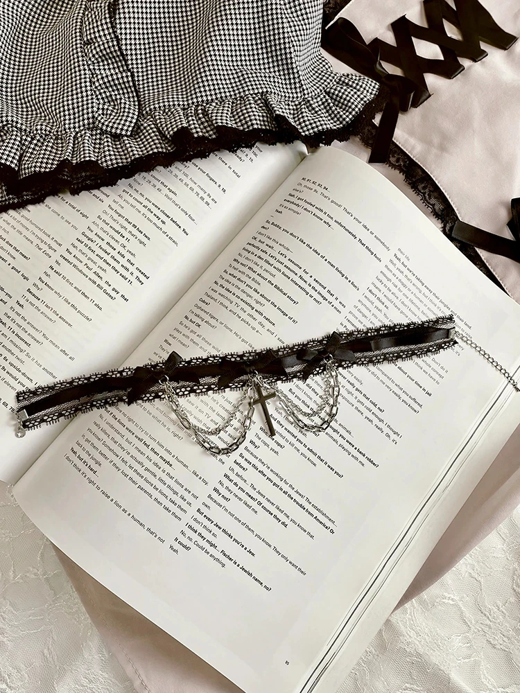 レースチェーンクロスチョーカー（アクセサリー｜黒）｜【公式