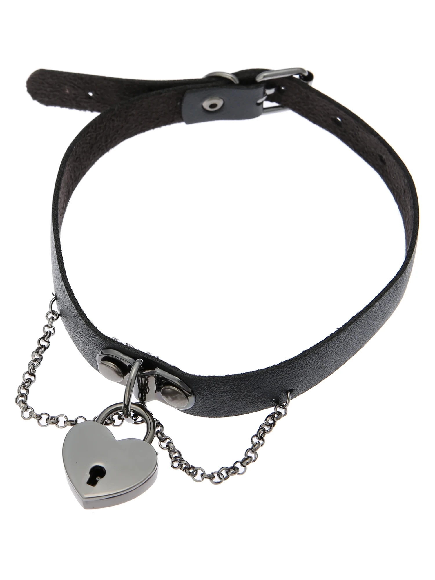 ハートキーロック合皮チョーカー（アクセサリー｜A柄・黒）｜【公式