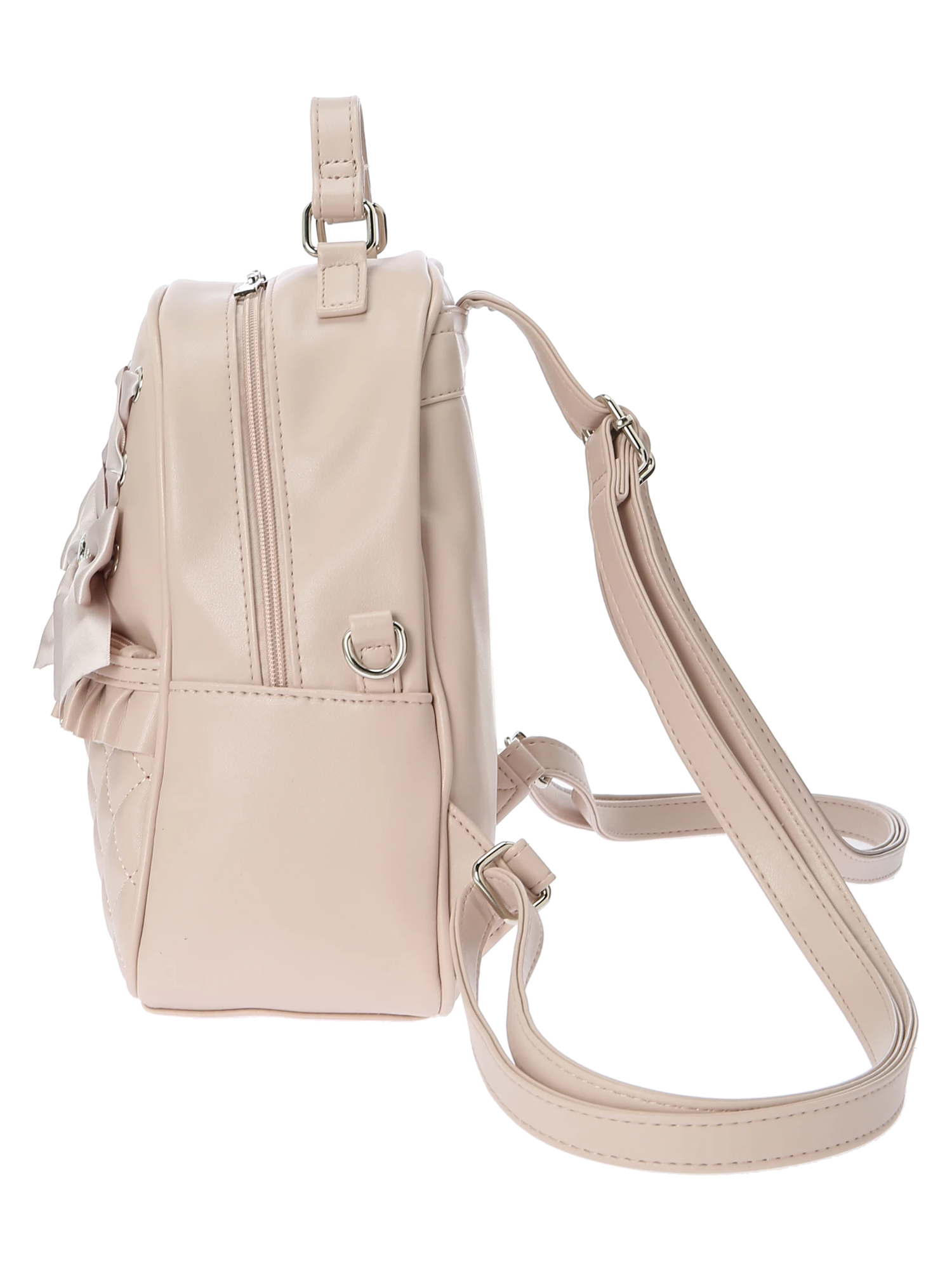 レースアップキルティングリュック（リュック｜黒・ピンク・アイボリー