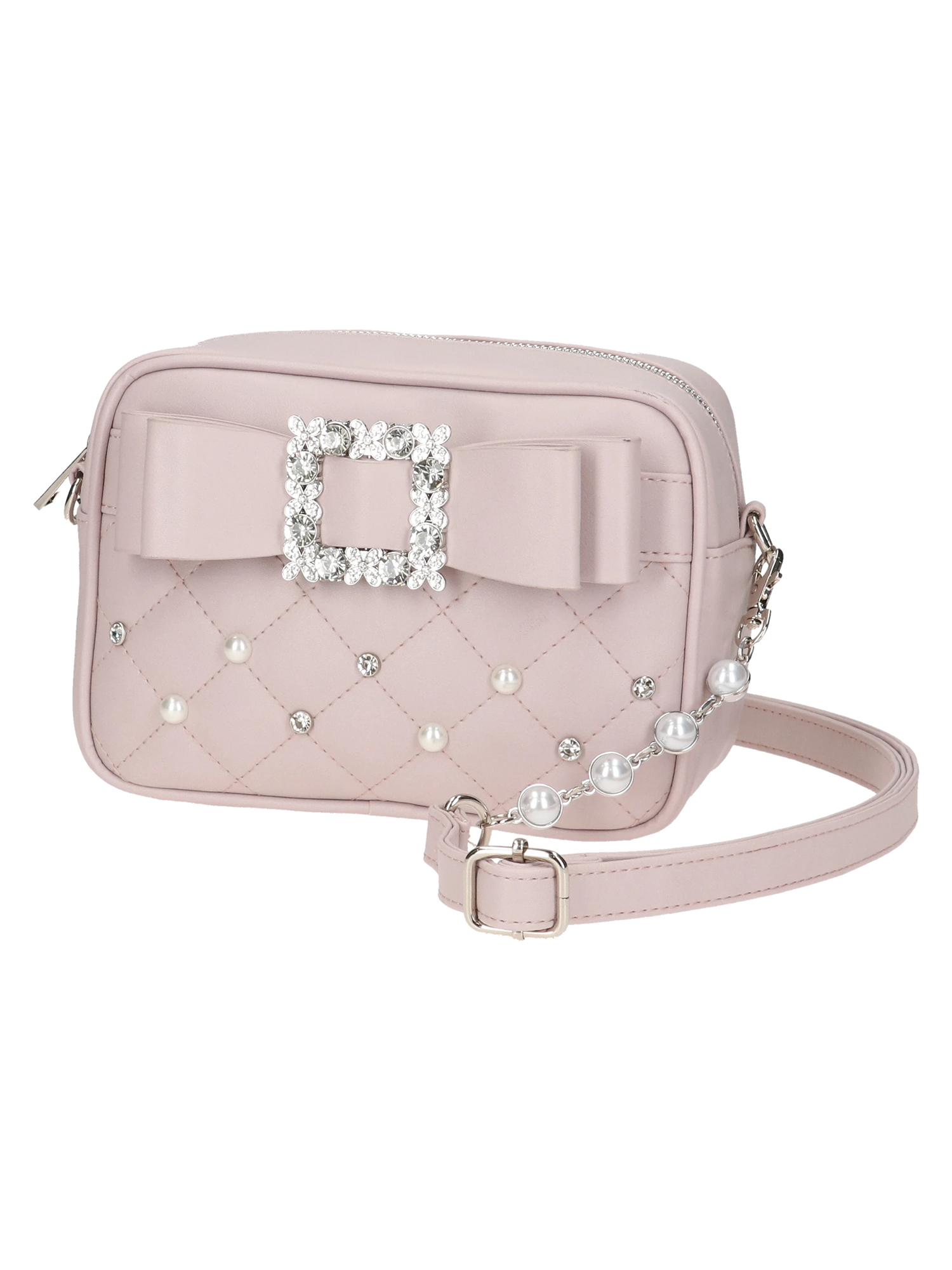 お嬢さんビジューリボンショルダーバッグ（ショルダーバッグ｜黒