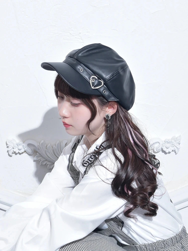 ベレー帽 ブラック 地雷系 量産型 ビジュー 秋 冬 韓国 可愛い - 帽子