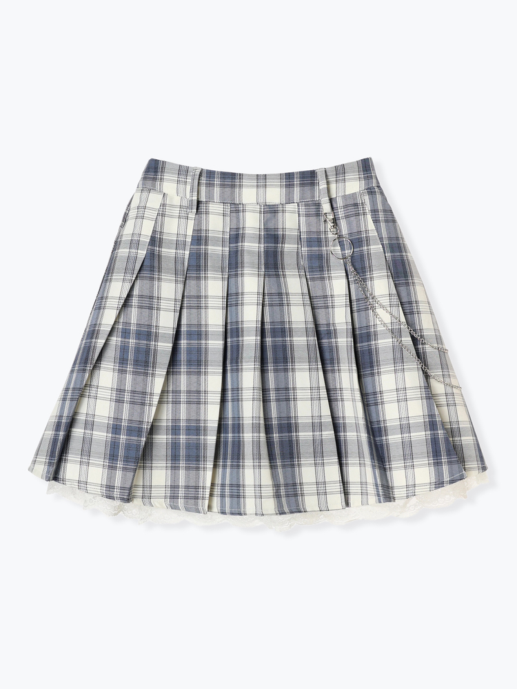 NOEMIE(ノエミー) |［丈42cm］チェーン付き裾レースプリーツスカート