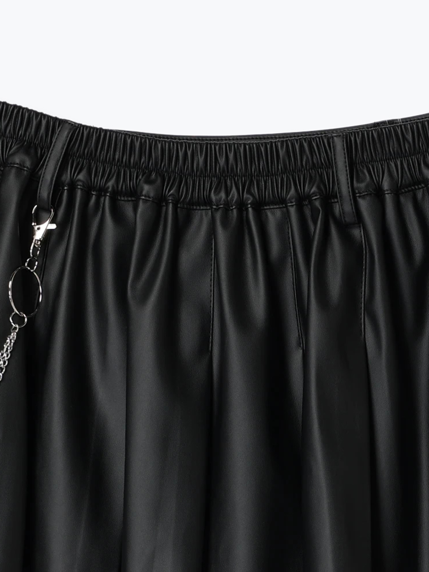 丈42cm］チェーン付き裾レースプリーツスカート（ミニスカート｜黒・赤