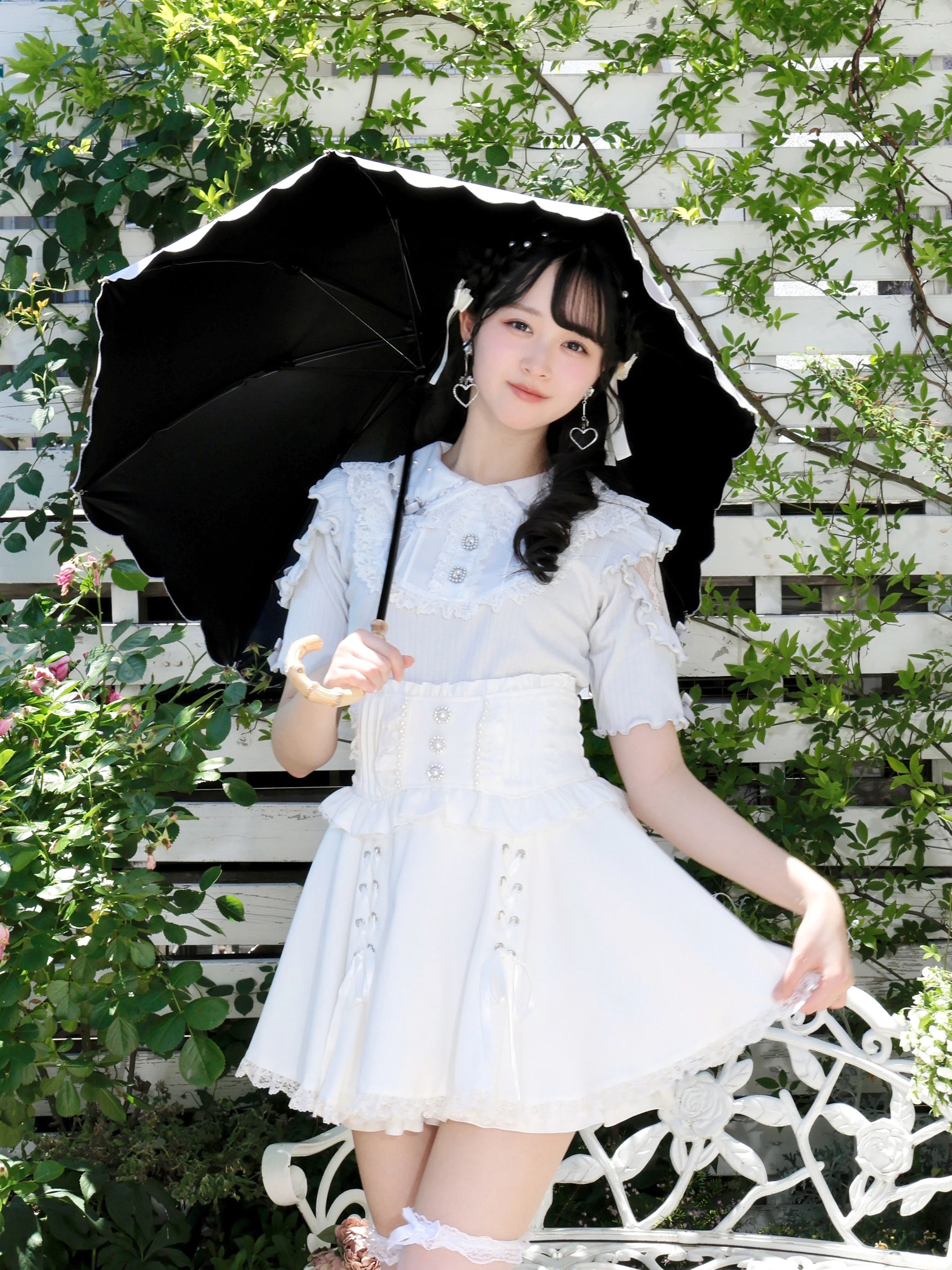 スカラップ長日傘（グッズ｜オフホワイト・黒・紫）｜【公式】かわいい