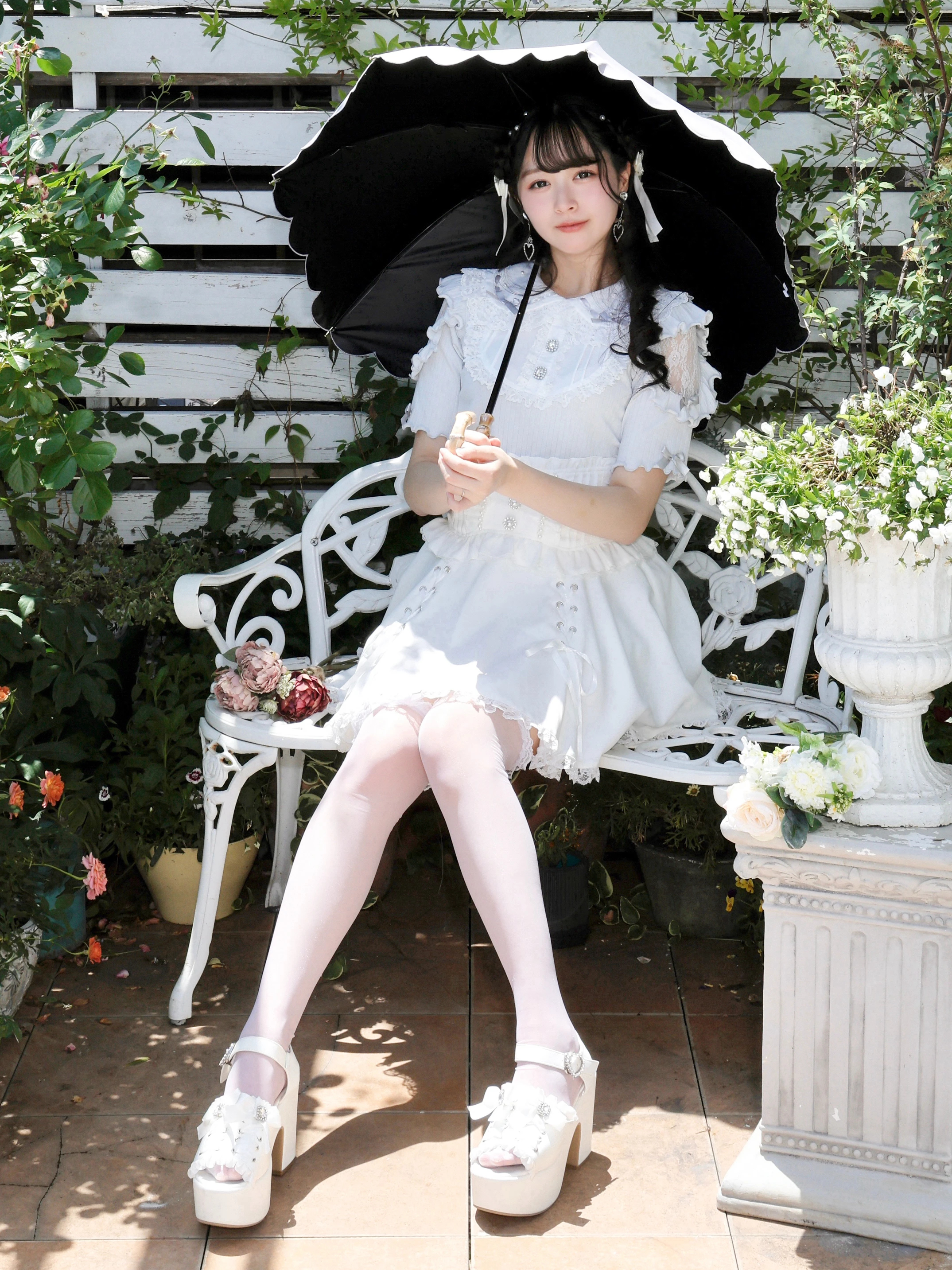 スカラップ長日傘（グッズ｜オフホワイト・黒・紫）｜【公式】かわいい