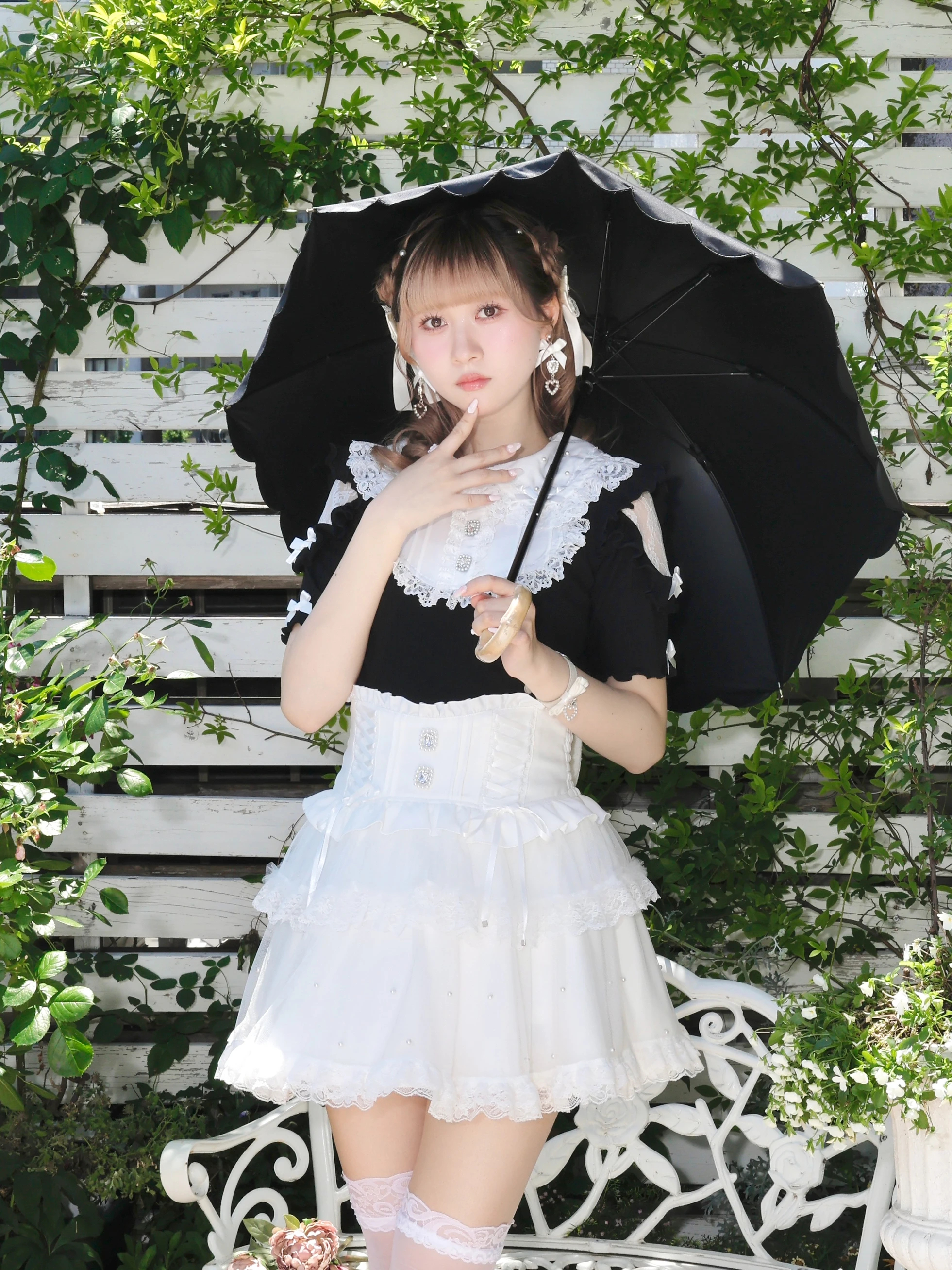 スカラップ長日傘（グッズ｜オフホワイト・黒・紫）｜【公式】かわいい