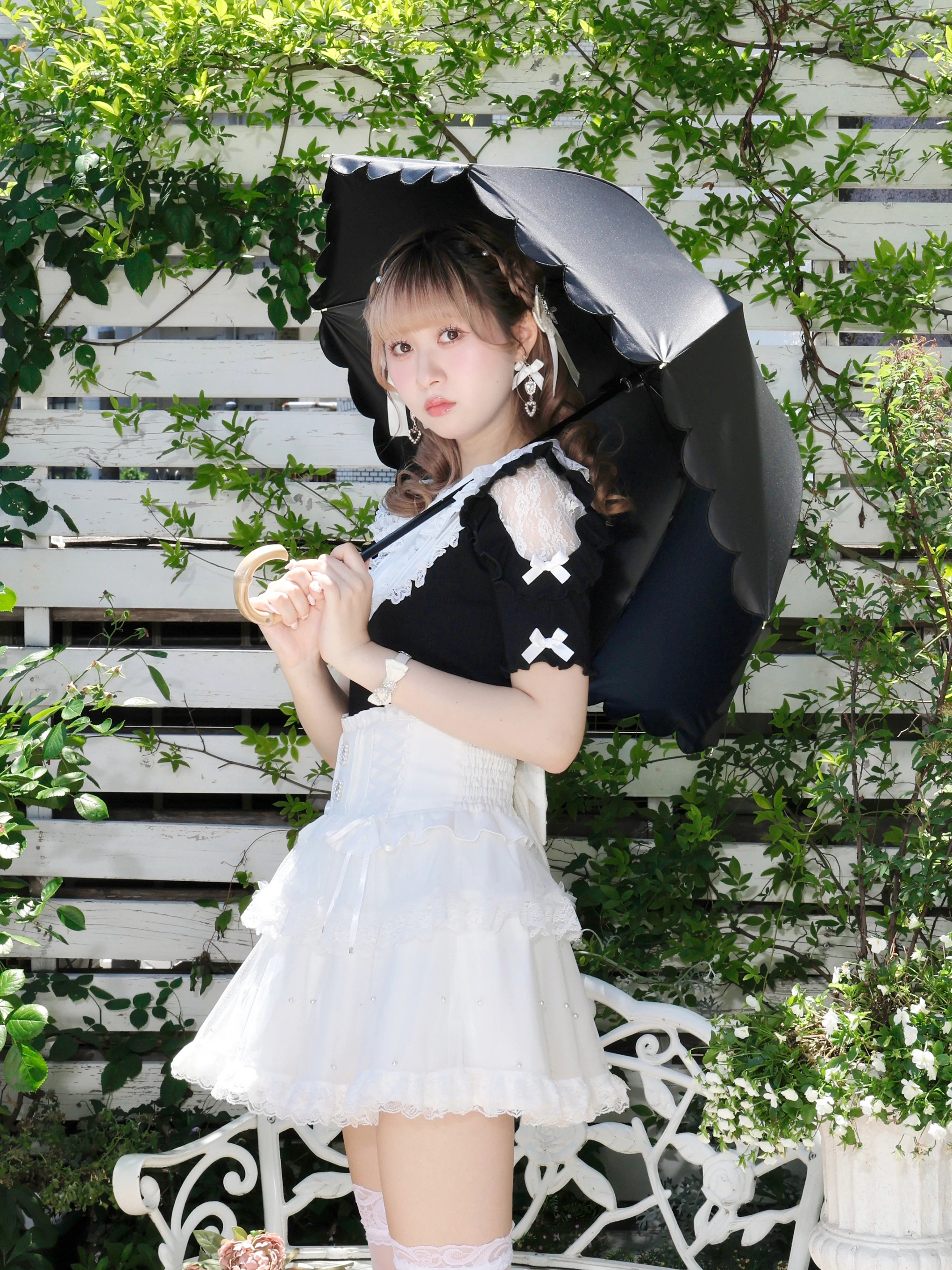 スカラップ長日傘（グッズ｜オフホワイト・黒・紫）｜【公式】かわいい