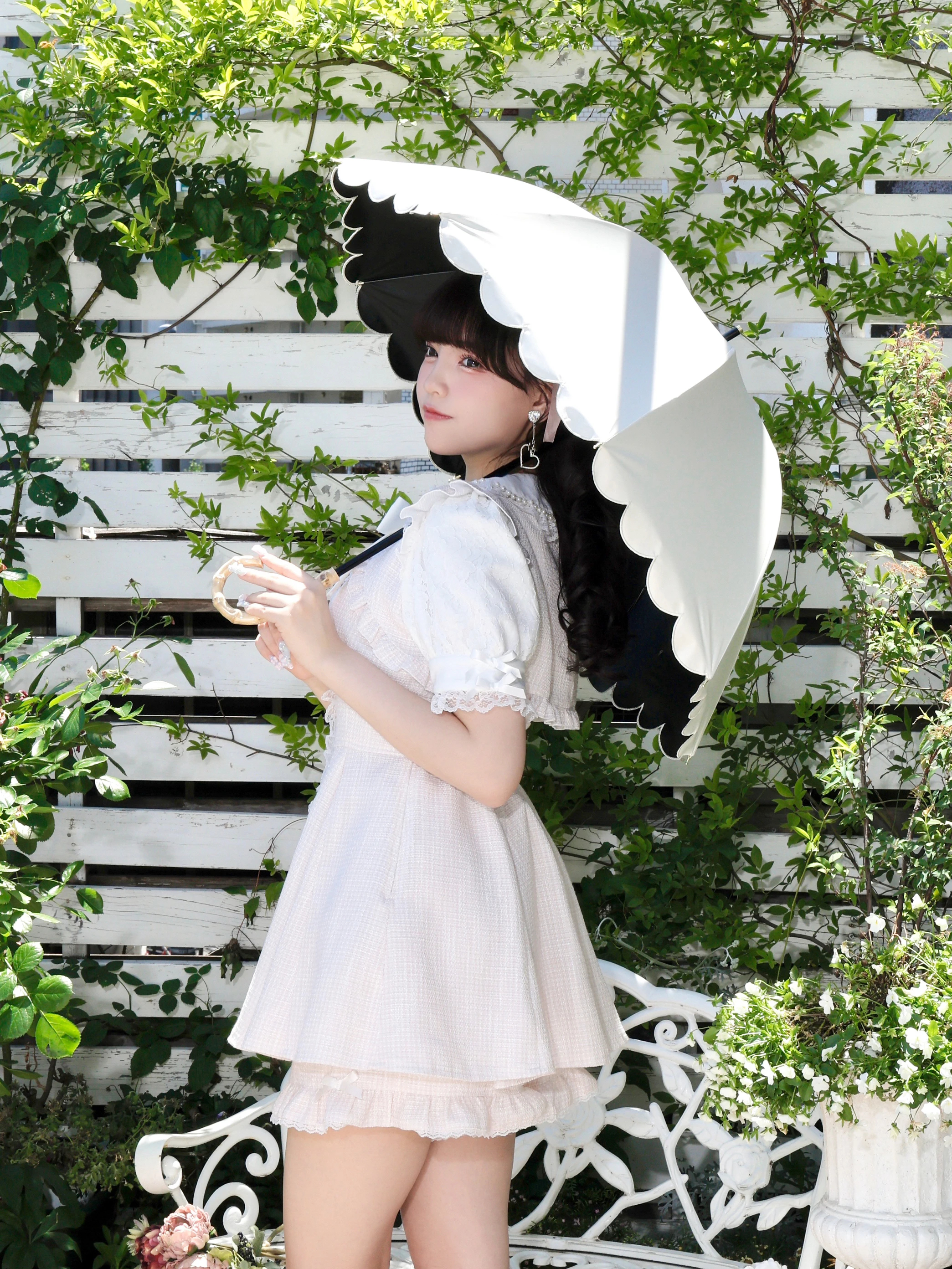 スカラップ長日傘（グッズ｜オフホワイト・黒・紫）｜【公式】かわいい