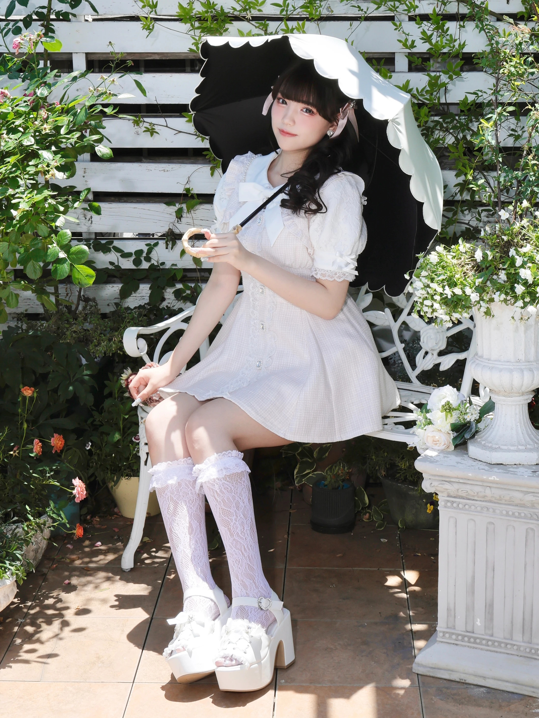 スカラップ長日傘（グッズ｜オフホワイト・黒・紫）｜【公式】かわいい