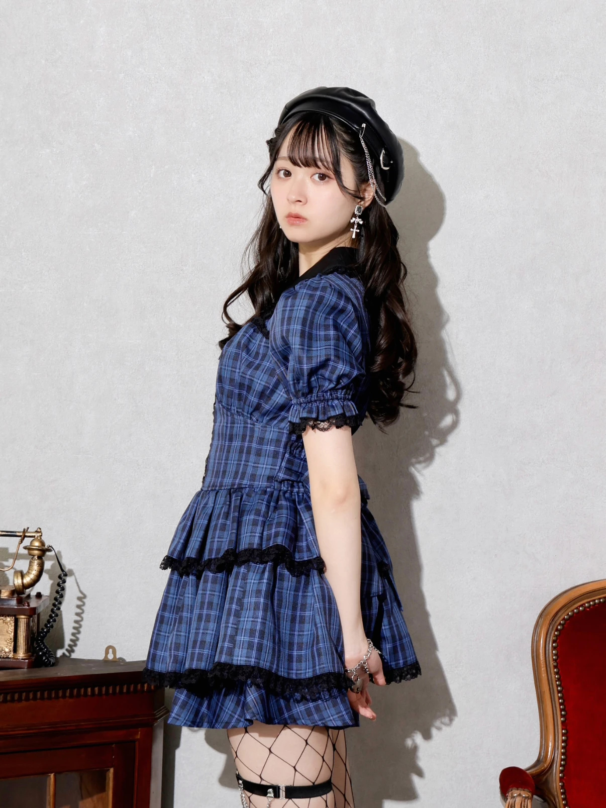 さきまるちゃんコラボ?ハートチョーカーシアーチェックWスピンドル