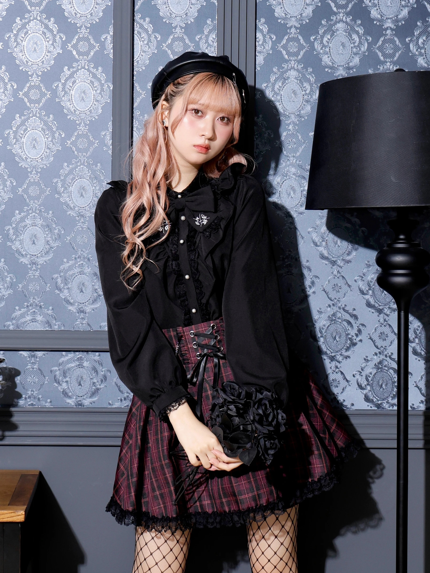 ロリータ シフォンブラウス レディース 長袖 シャツ 姫袖 リボン