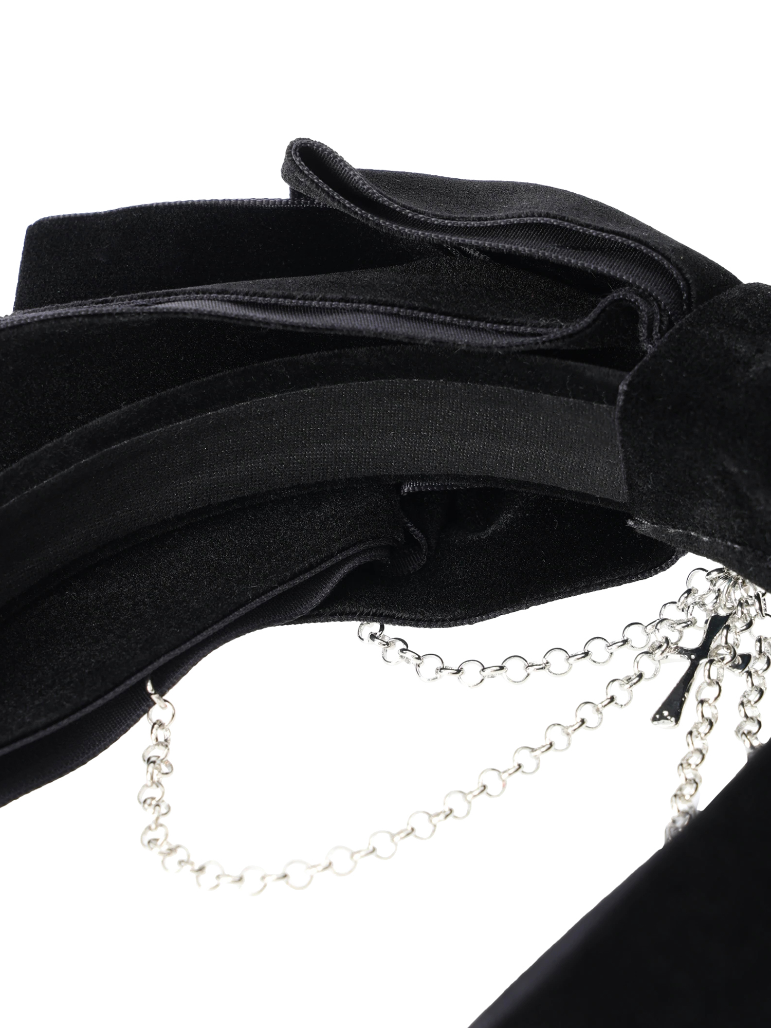 ベロアリボンクロスチェーンカチューシャ（アクセサリー｜黒