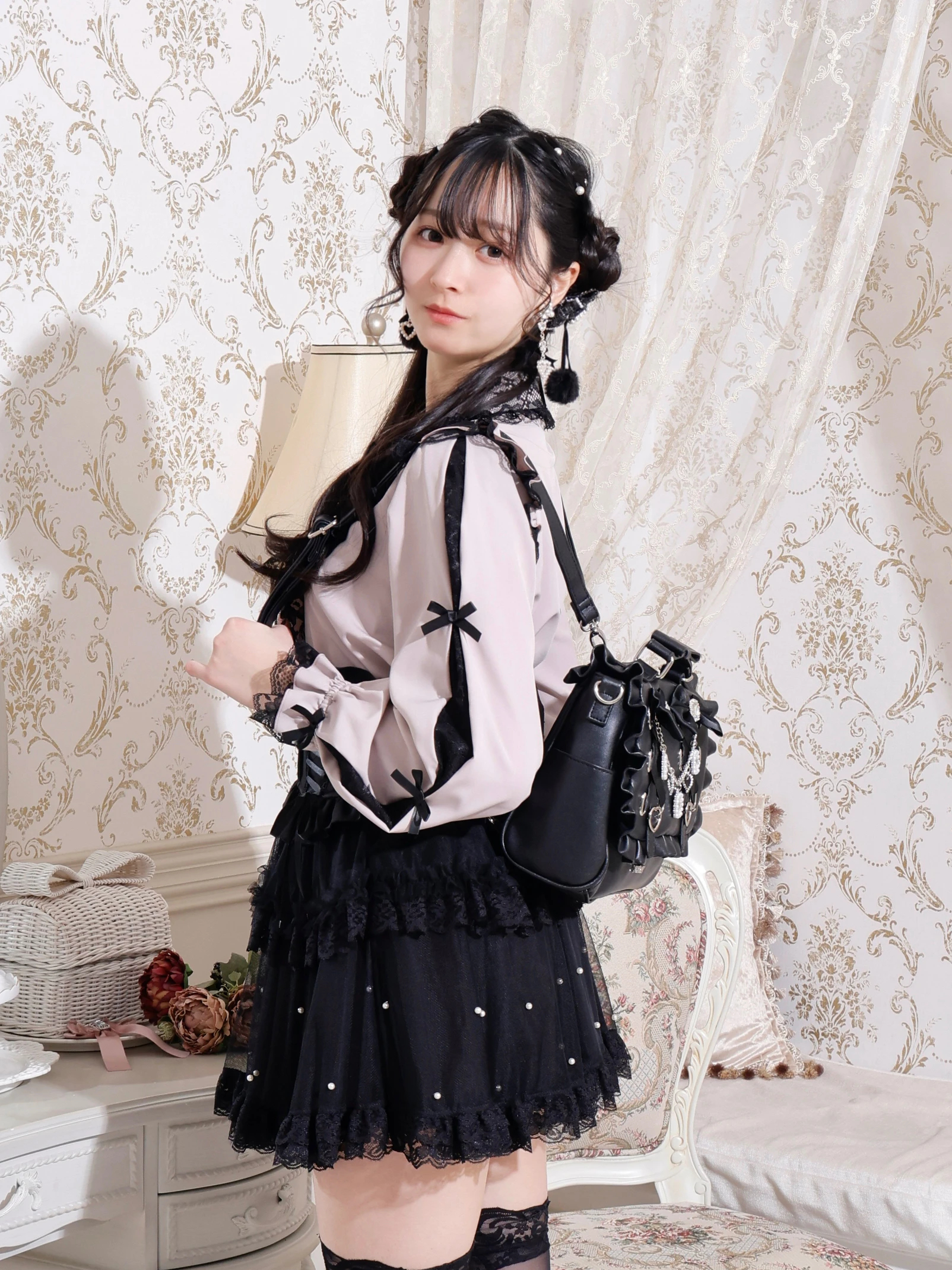 キラキラリボンチャーム3WAYリュック（リュック｜アイボリー・ピンク