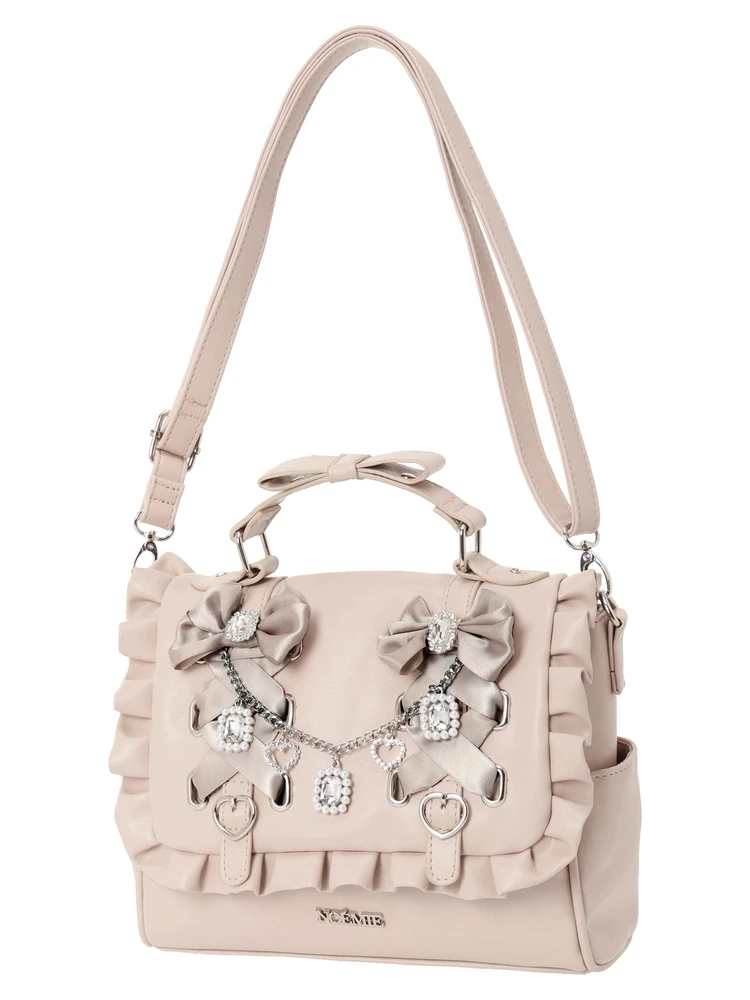 キラキラリボンチャーム3WAYリュック（リュック｜アイボリー・ピンク