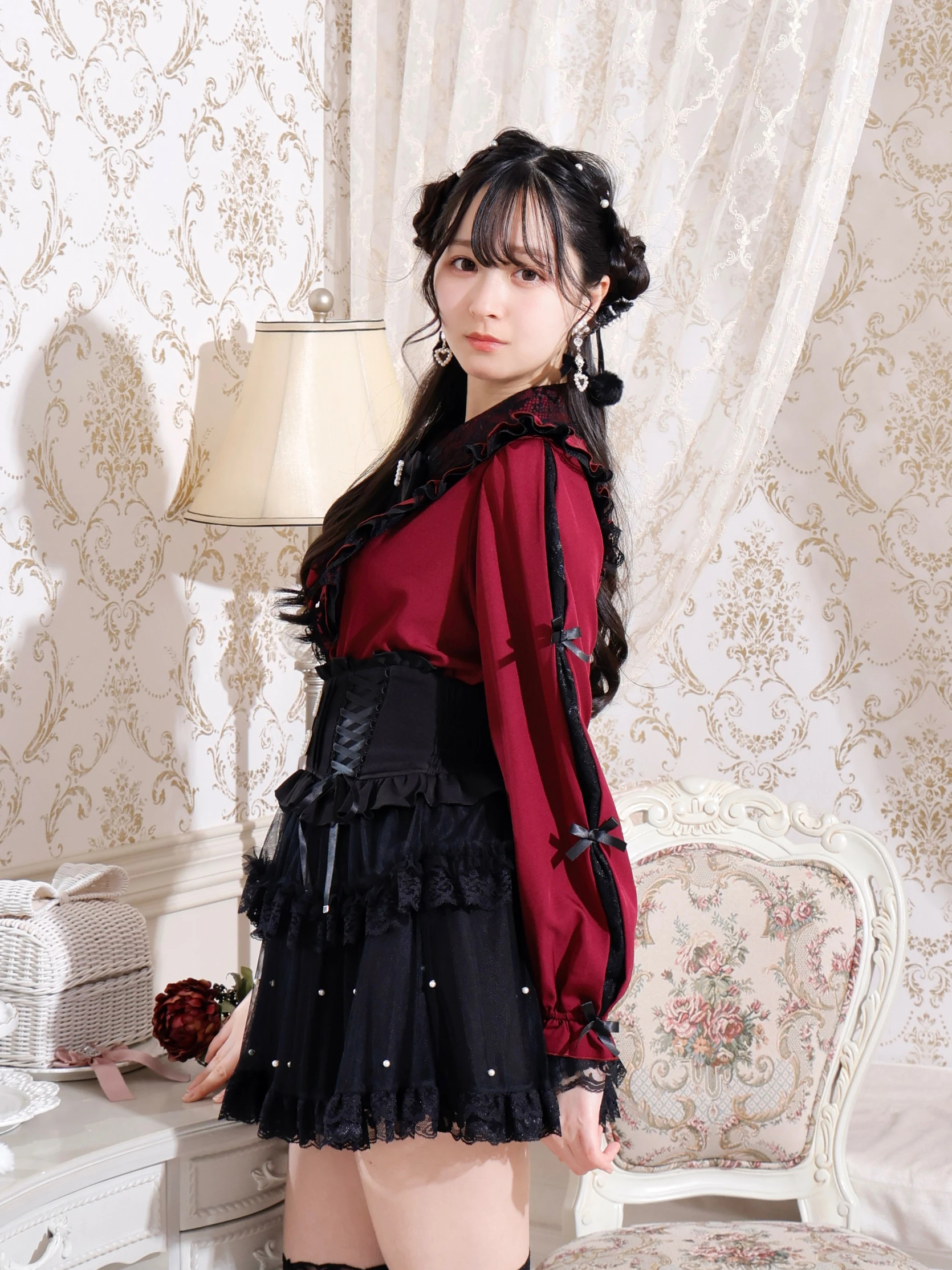 スリーブリボンフリルブラウス（シャツ・ブラウス｜ペールピンク