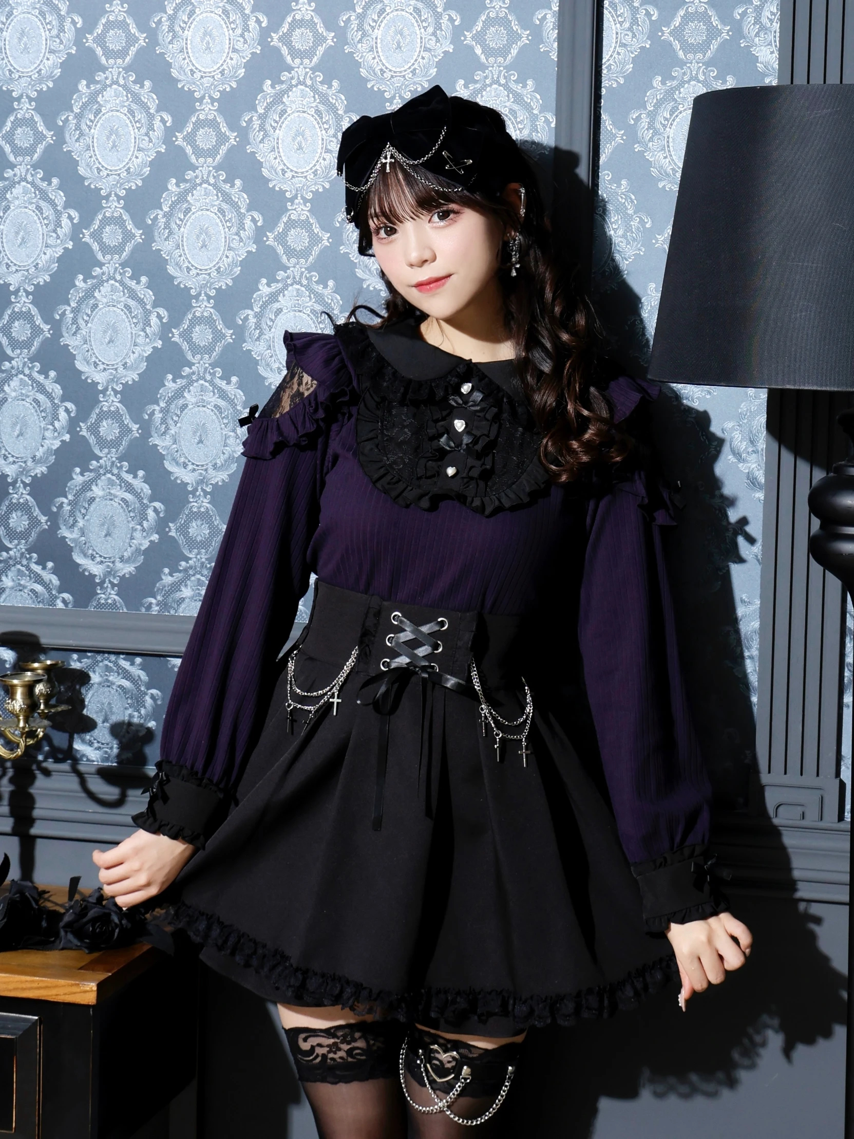 NOEMIE バックスピンドルゴシックカットソー 長袖 トップス 黒 地雷 量産 バックスピンドルゴシックカットソー（カットソー・Tシャツ