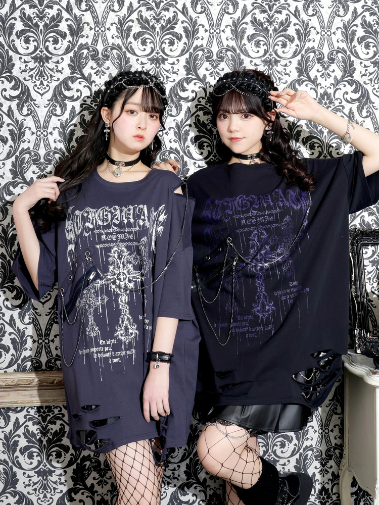 NOEMIE(ノエミー) |チェーンダメージユニセックスTシャツ