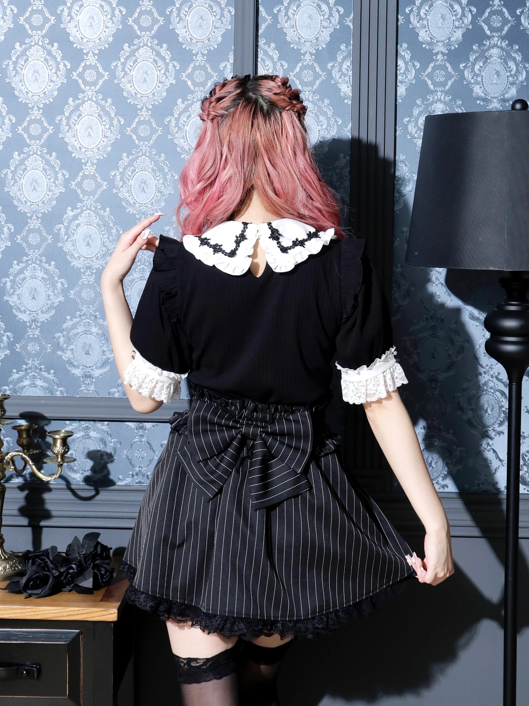 天然石 ミニスカルセット② ゴシックレイヤードスカパン（ミニスカート｜黒・A柄・B柄・紫